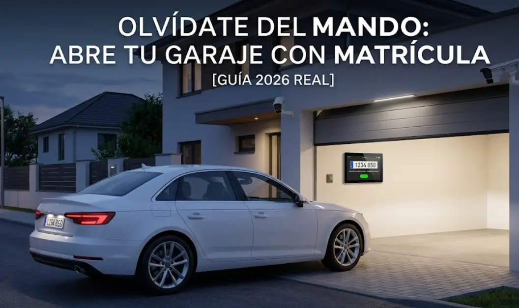 Olvídate del mando para siempre. Abre el garaje con la matrícula del coche. Guía 2026 completa.