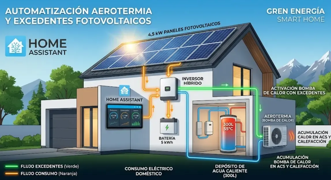 Automatización aerotermia excedentes fotovoltaicos Home Assistant