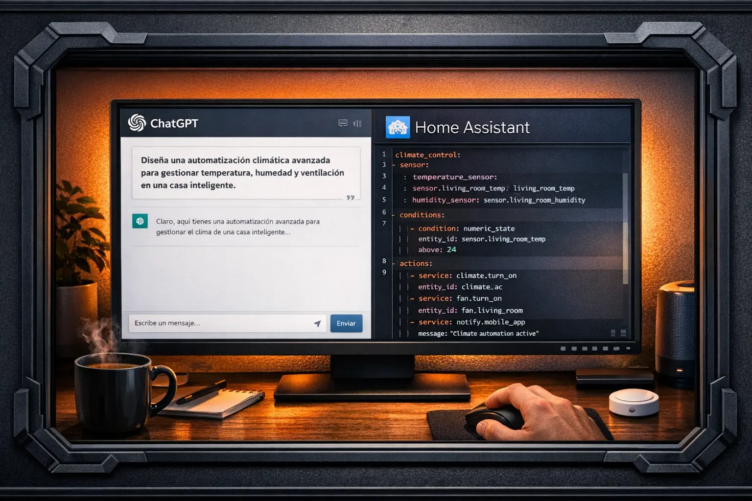 Usa ChatGPT para crear scripts reales en Home Assistant y Node-RED. Ejemplos completos, prompts listos para copiar y errores que nosotros ya cometimos por ti.