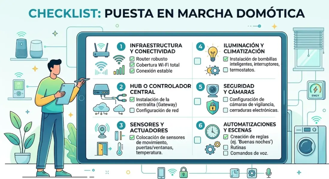 Cómo empezar en domótica: checklist real para tu primer montaje (2026)