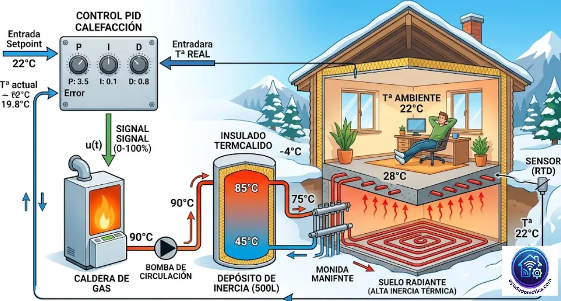 Control PID en Calefacción: Inercia Térmica, Confort y Ahorro Real 2026