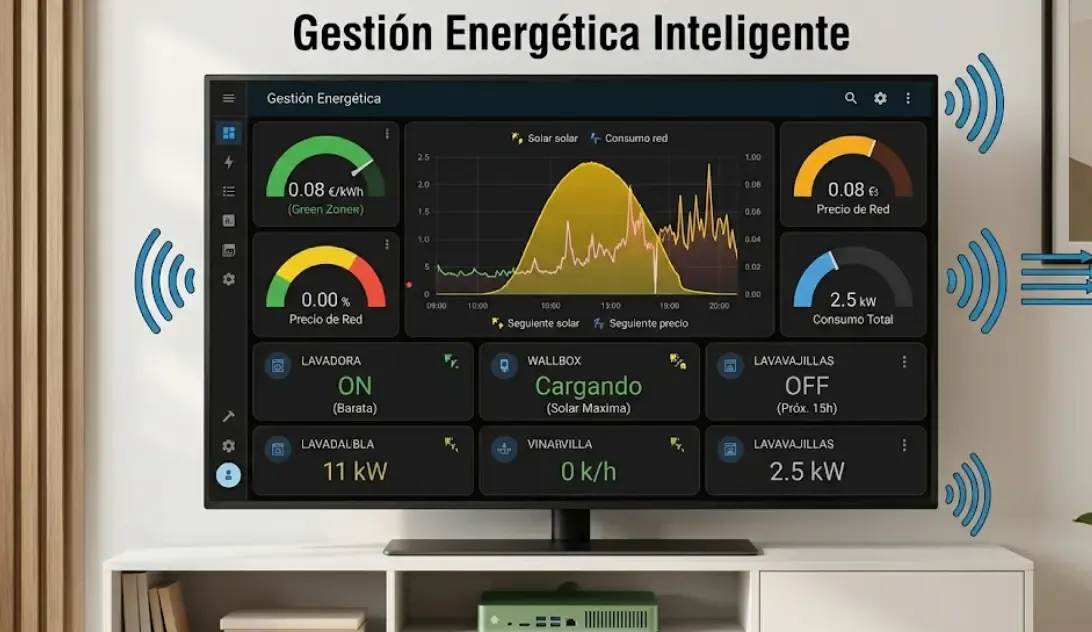 Dashboard Home Assistant con precio luz y estado de enchufes dinámicos