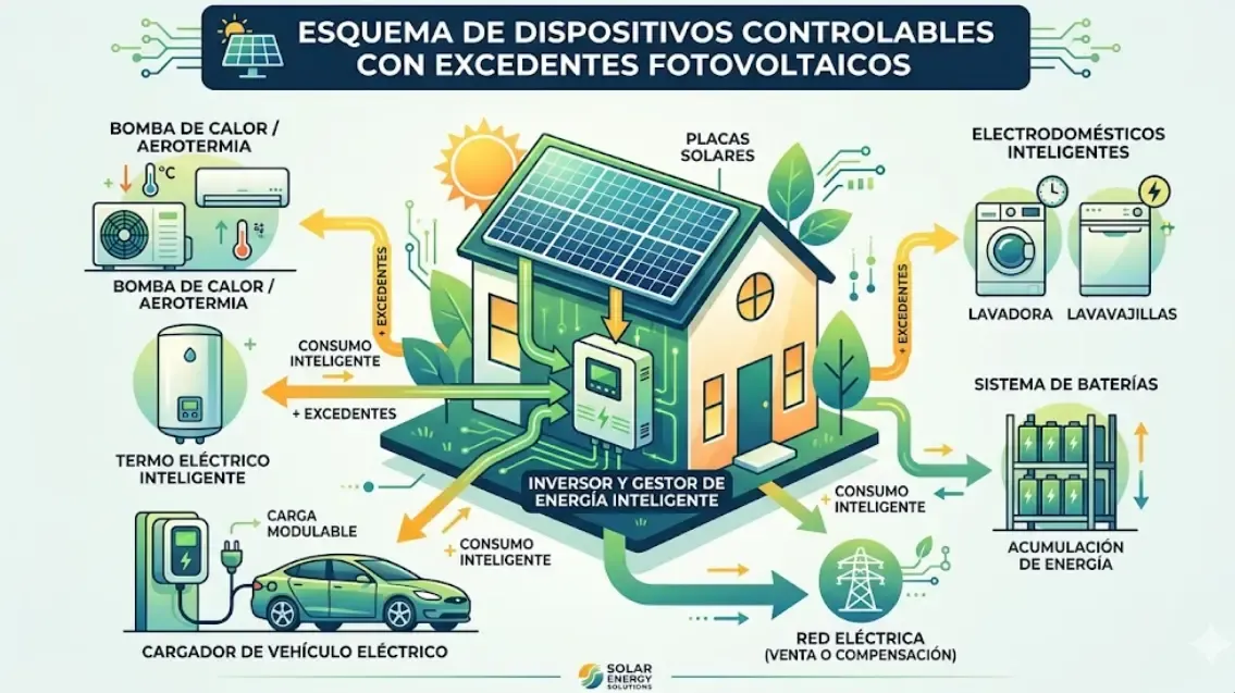 Esquema de dispositivos controlables con excedentes fotovoltaicos