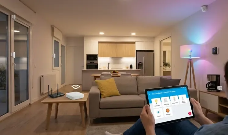 Dispositivos domóticos Zigbee en casa inteligente