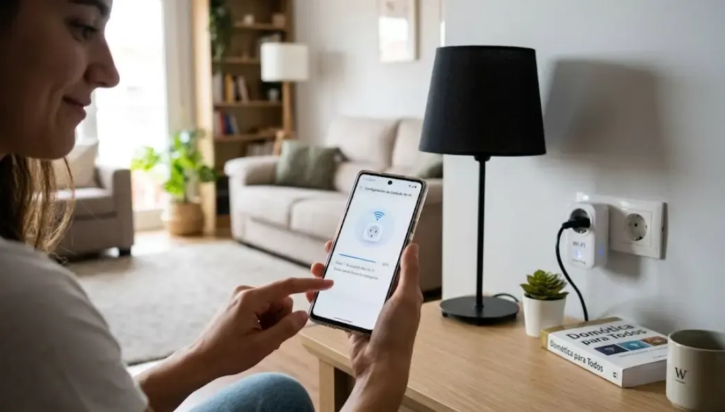 Enchufe inteligente Wi-Fi conectado a la app móvil, primer paso en domótica