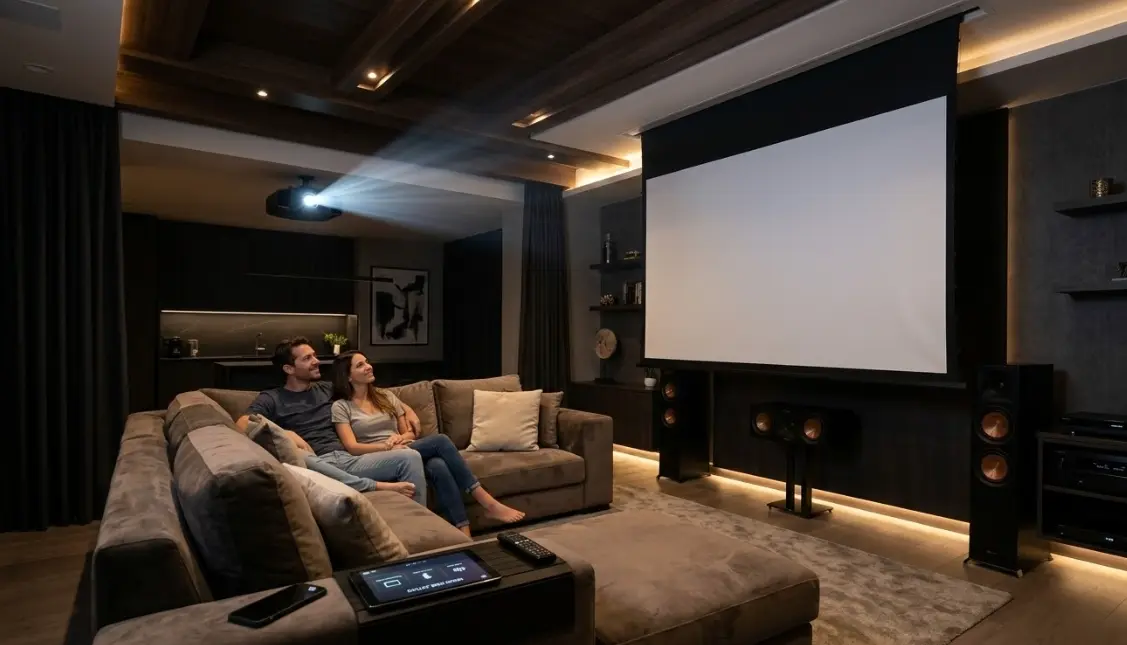 Automatiza tu pantalla de proyector paso a paso. Relés, Shelly o integración directa con Home Assistant.