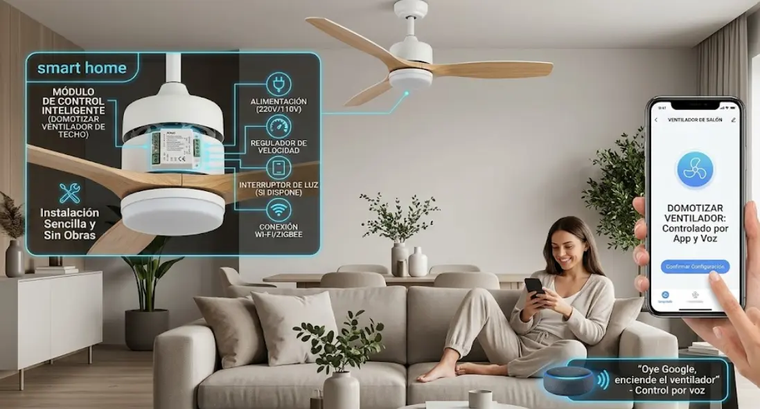 Domotizar Ventilador de Techo en 2026: WiFi, Alexa, Shelly o Broadlink