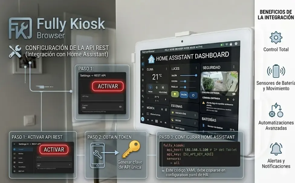 Configuración de la API REST de Fully Kiosk Browser para integrar con Home Assistant
