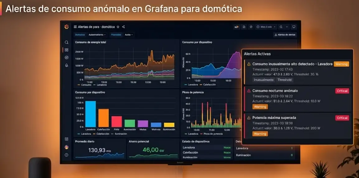Alertas de consumo anómalo en Grafana para domótica