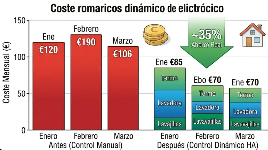 Gráfico ahorro mensual enchufes dinámicos precio luz