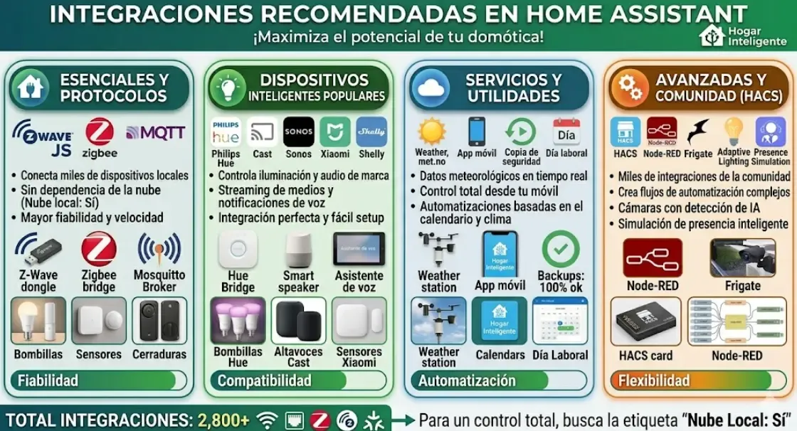 Integraciones recomendadas en Home Assistant