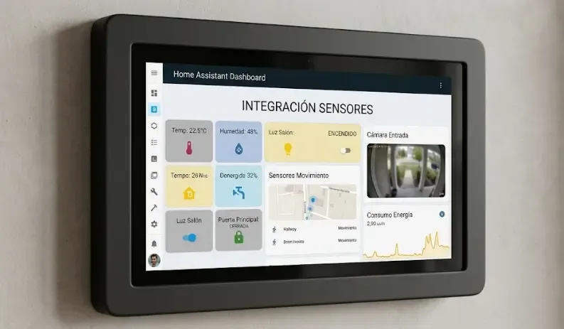 Dashboard de Home Assistant con sensores de movimiento y puertas integrados