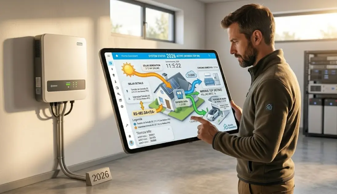 Guía definitiva para integrar inversores solares, aerotermia o bombas de calor con Modbus en 2026. Paso a paso y ejemplos reales.
