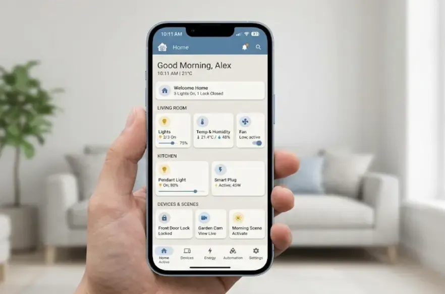 Dashboard Minimalist UI visto desde app móvil Home Assistant