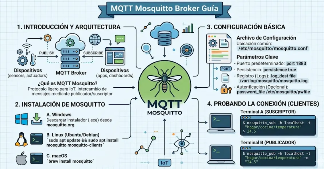 Qué es MQTT y Mosquitto Broker: Guía del Protocolo IoT [Explicado]