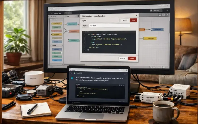 Ejemplo de prompt en ChatGPT para generar código JavaScript en Node-RED