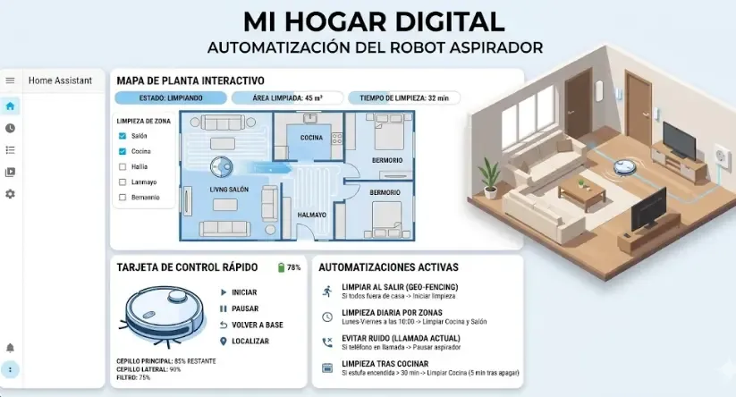 Automatización en Home Assistant con robot aspirador y sensores de presencia