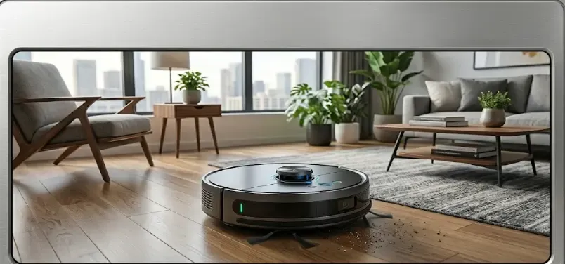 Robot aspirador con sistema LiDAR generando mapa del hogar