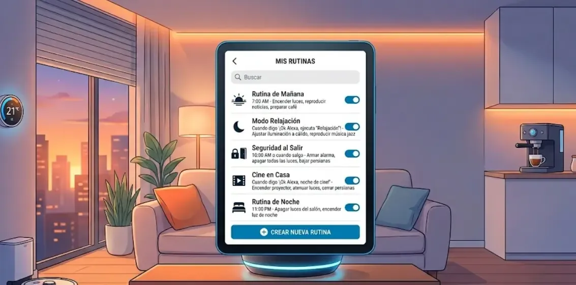 Pantalla de la app Alexa mostrando la sección de rutinas
