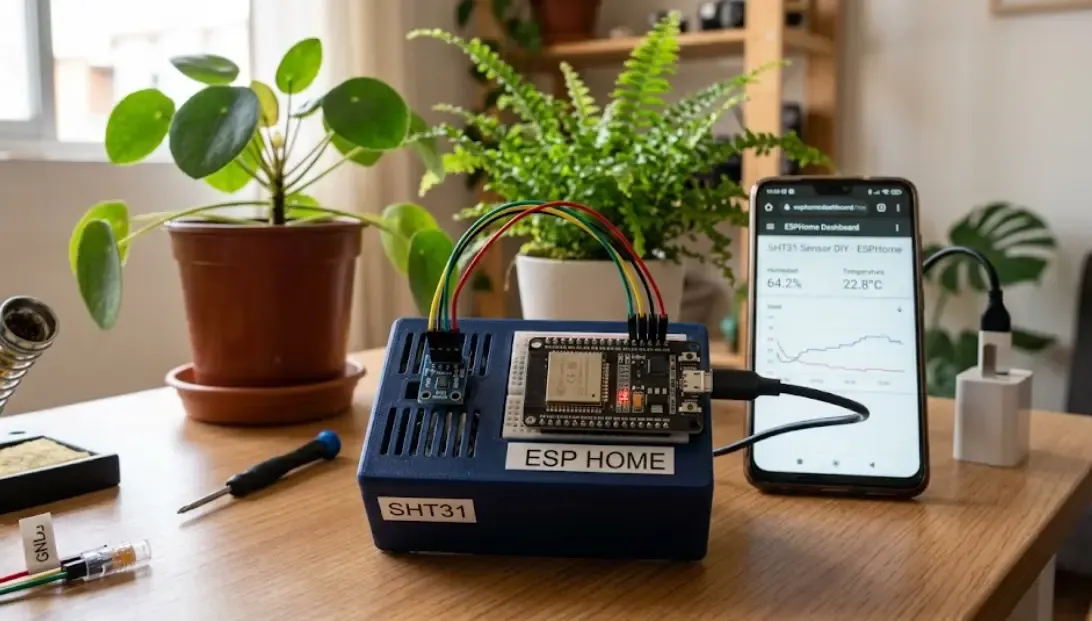 Sensor DIY ESPHome con SHT31 para control de humedad