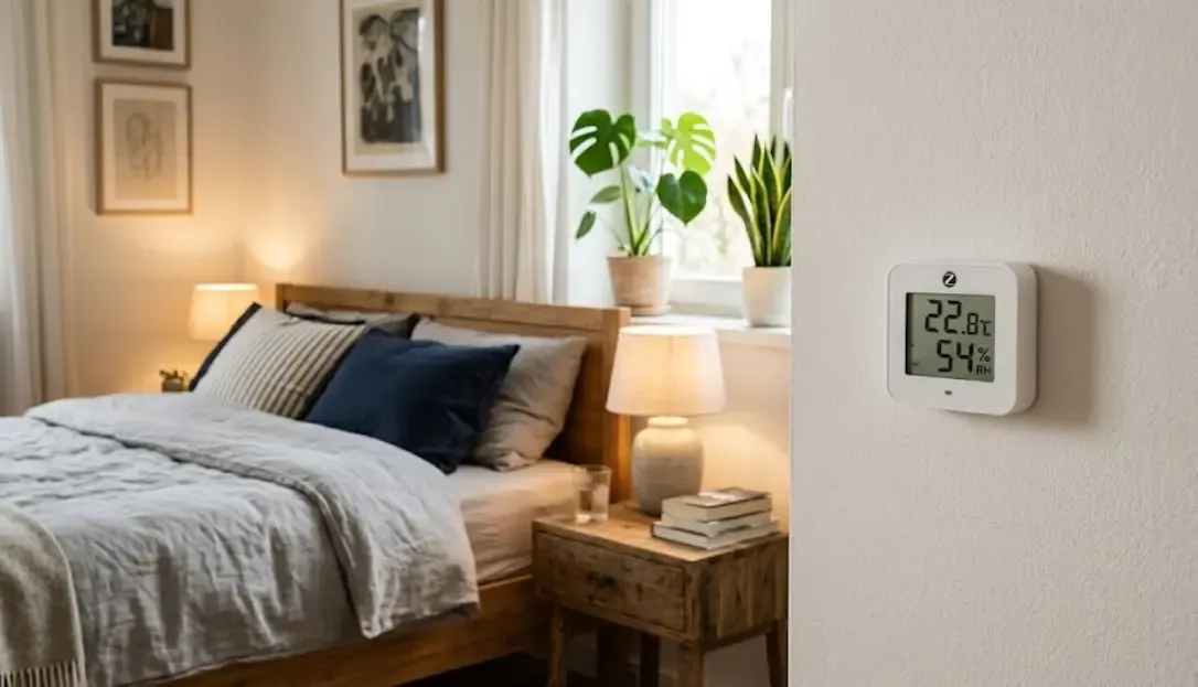 Sensor de humedad y temperatura Zigbee en habitación