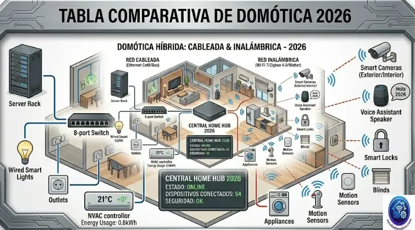Tabla comparativa cableada vs inalámbrica vs híbrida