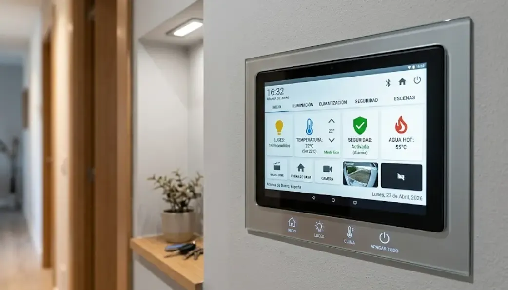 Tablet Android empotrada en pared como panel domótico