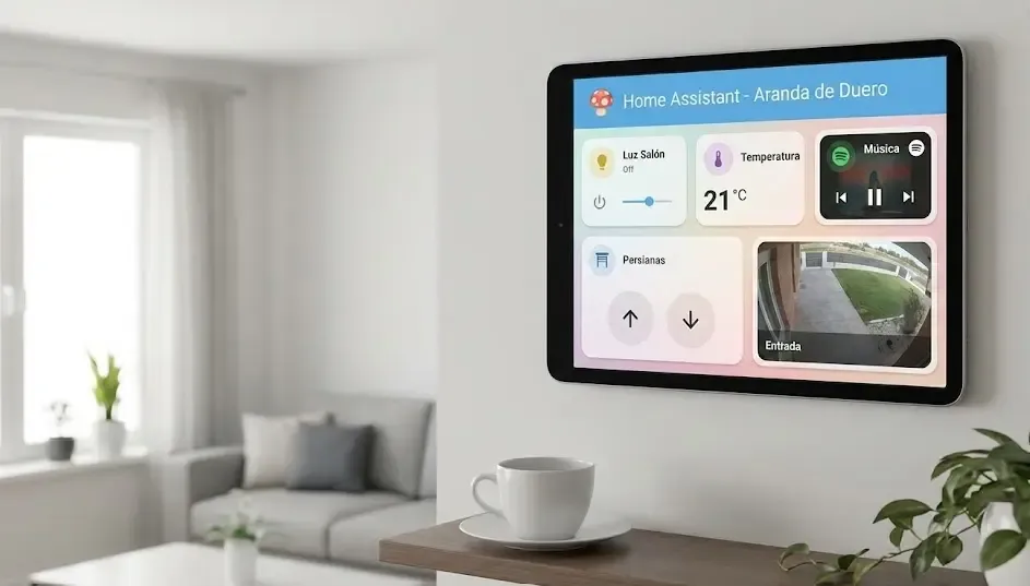 Ejemplo de un panel de Home Assistant con un diseño moderno utilizando tarjetas Mushroom instaladas a través de HACS