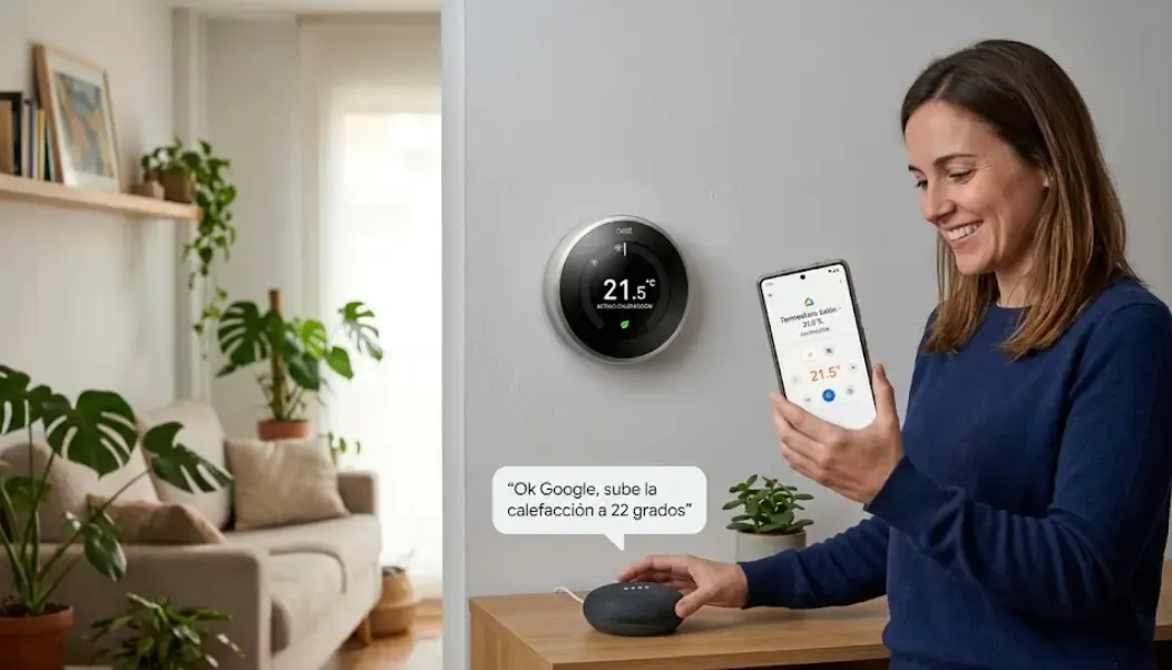 Vista final de la instalación de termostato WiFi con app y asistente de voz