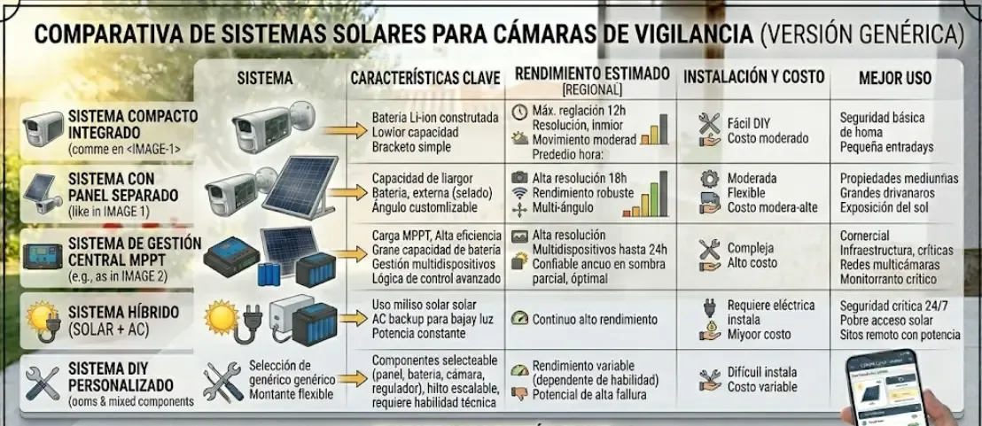 Comparativa de sistemas solares para cámaras de vigilancia