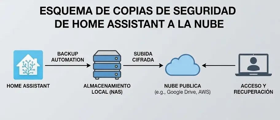 Esquema de copias de seguridad de Home Assistant a la nube