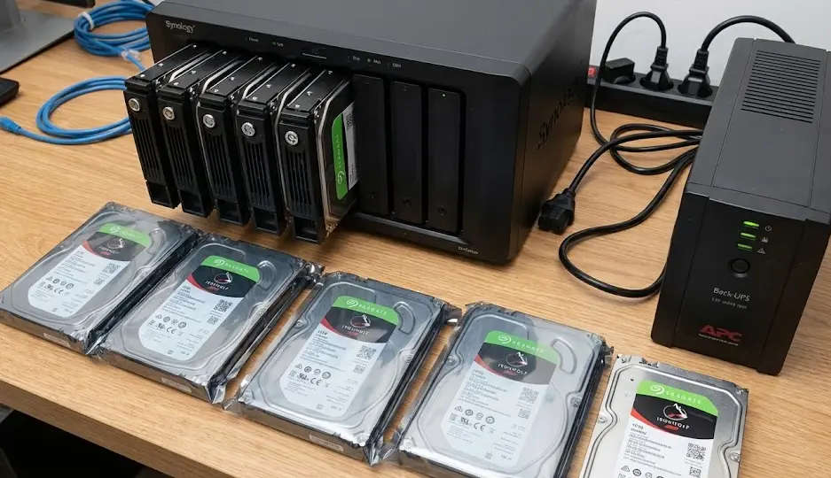 Equipamiento necesario NAS discos duros y SAI para backups