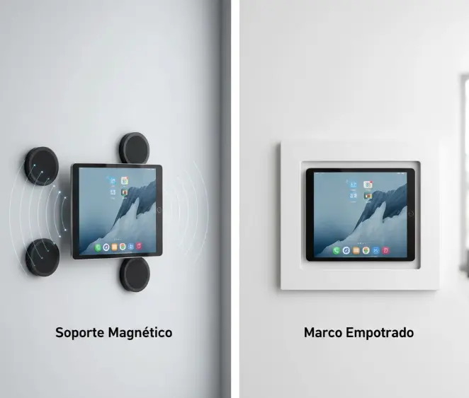 Comparativa de soportes de pared para tablet: magnéticos vs marcos empotrados